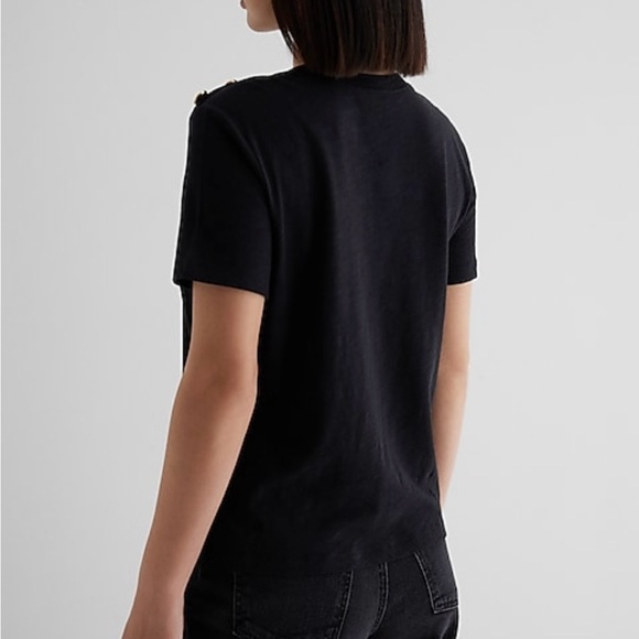 NWT Express skimming novelty button crew neck tee- pitch black - Picture 3 of 9